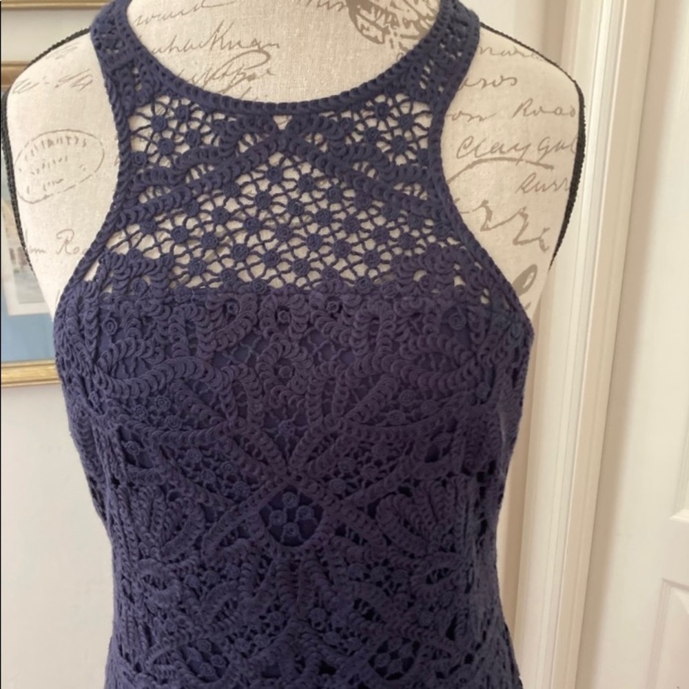 Lily Pullitzer Jamie true navy knit crochet racer back dress